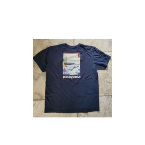 Patagonia, T-Shirt Mount Fuji Woodblock Style Print, Men's M, Blue